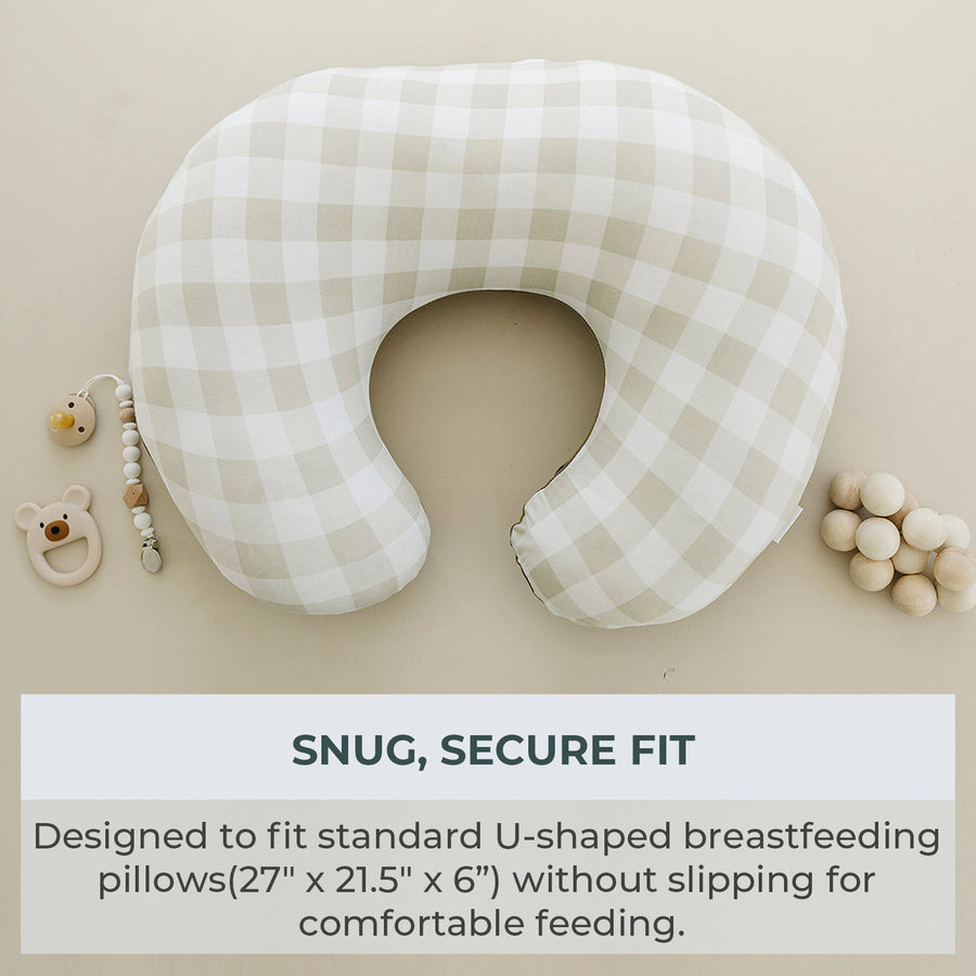 Nursing Pillow Cover -  Gingham Khaki