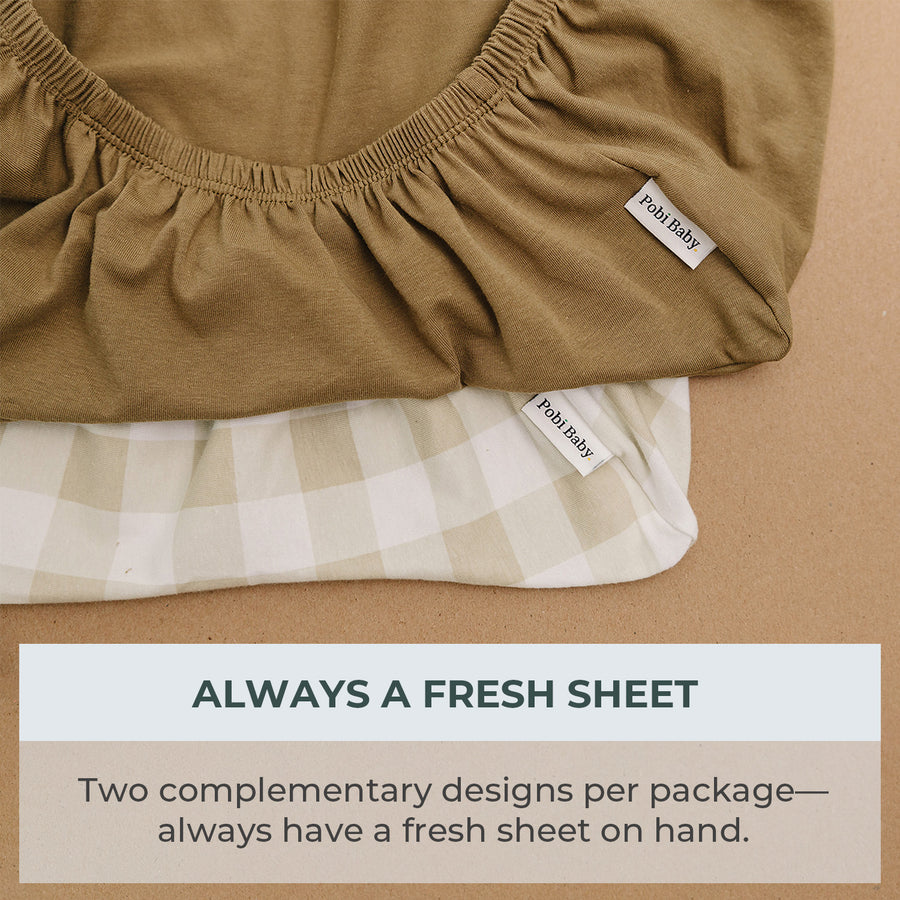 Playard / Mini Crib sheets - Gingham Khaki