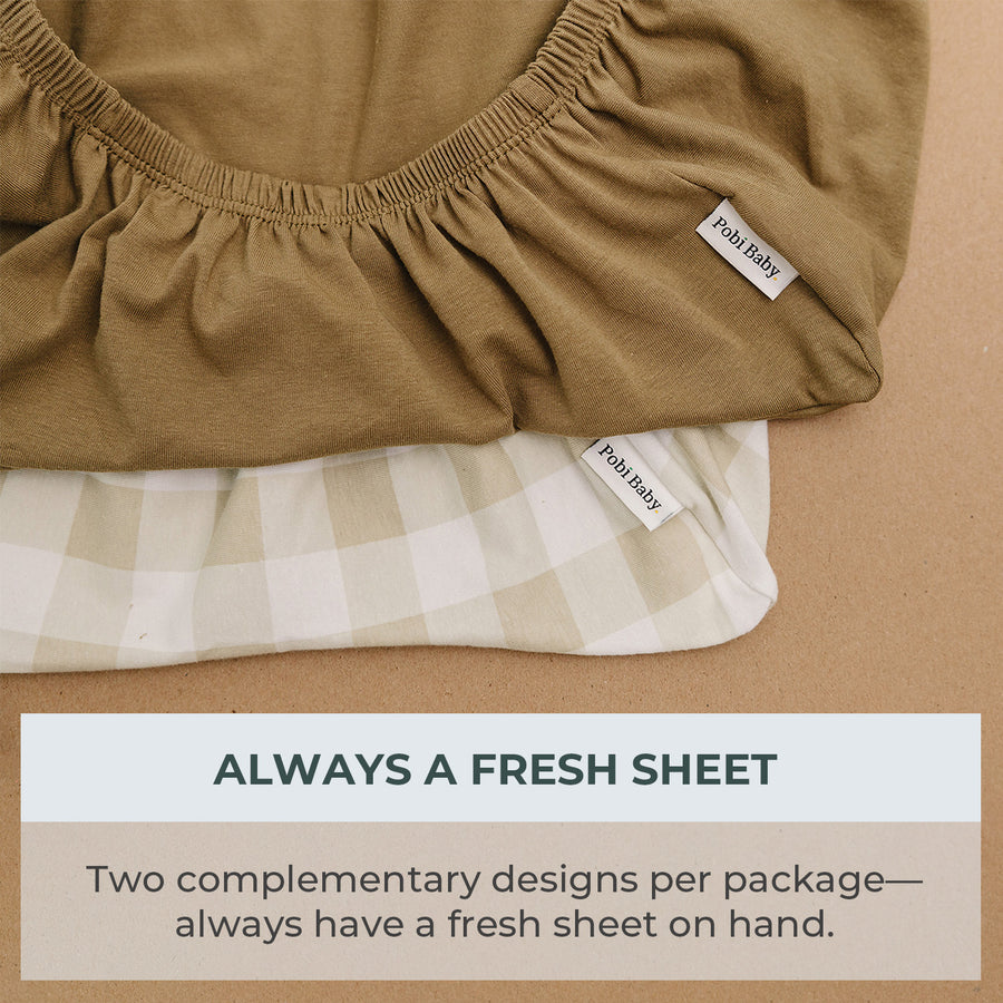 Crib sheets - Gingham Khaki