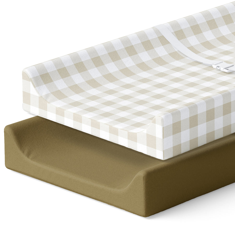 Changing Pad Covers - Gingham Khaki