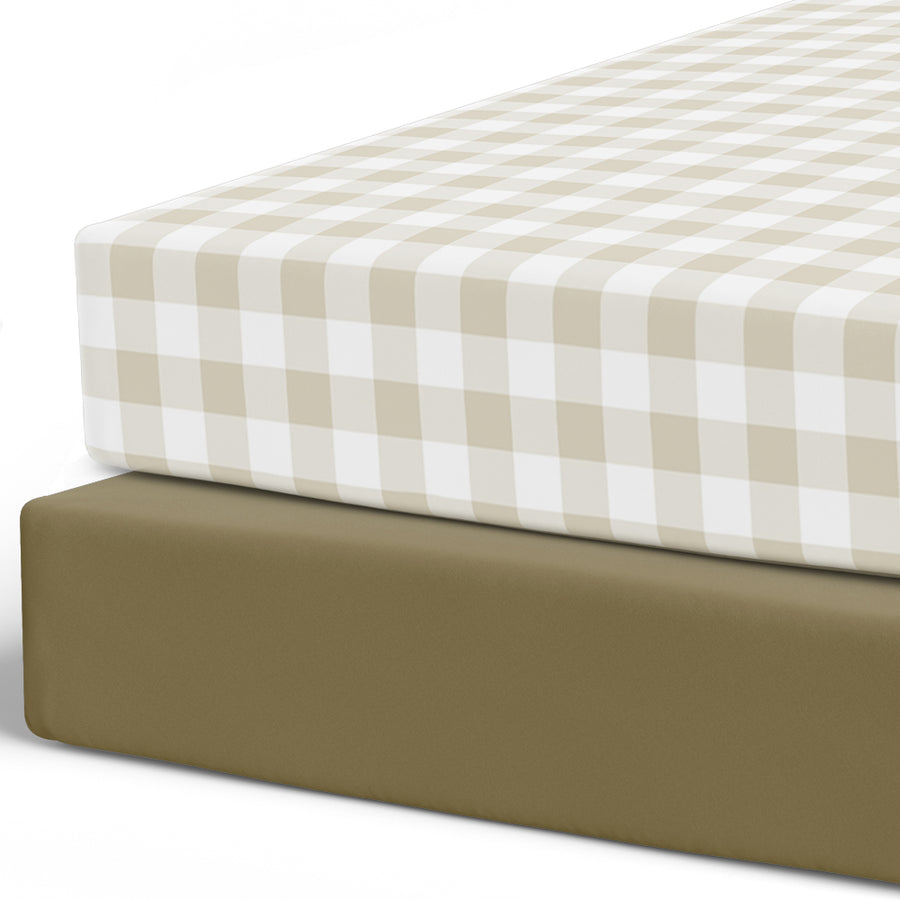 Crib sheets - Gingham Khaki