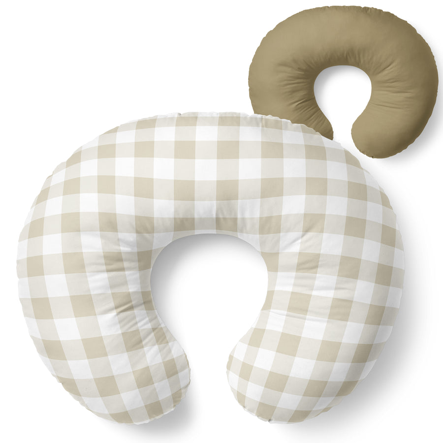 Nursing Pillow Cover -  Gingham Khaki