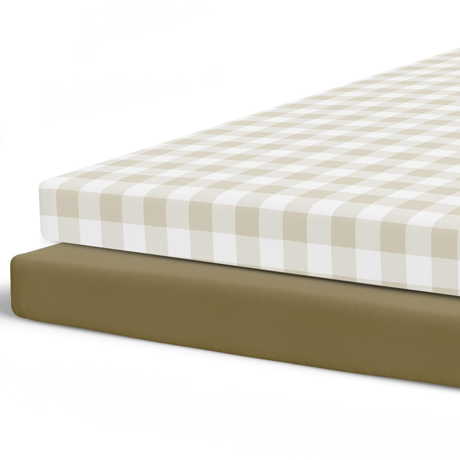 Playard / Mini Crib sheets - Gingham Khaki